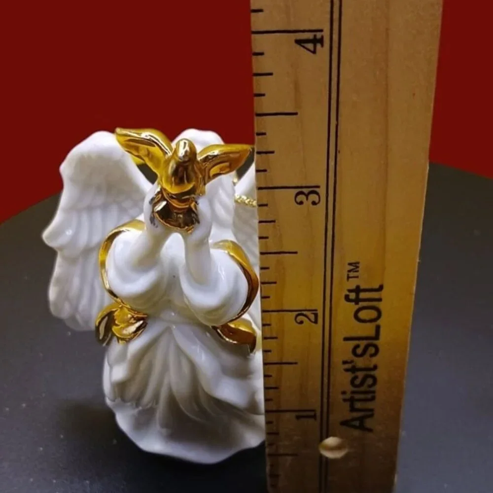 Lefton  Angel ornament with gold  dove  christmas ornament 3 1/2